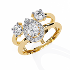 Triple Stone Halo Ring
