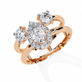 Triple Stone Halo Ring