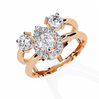 Triple Stone Halo Ring