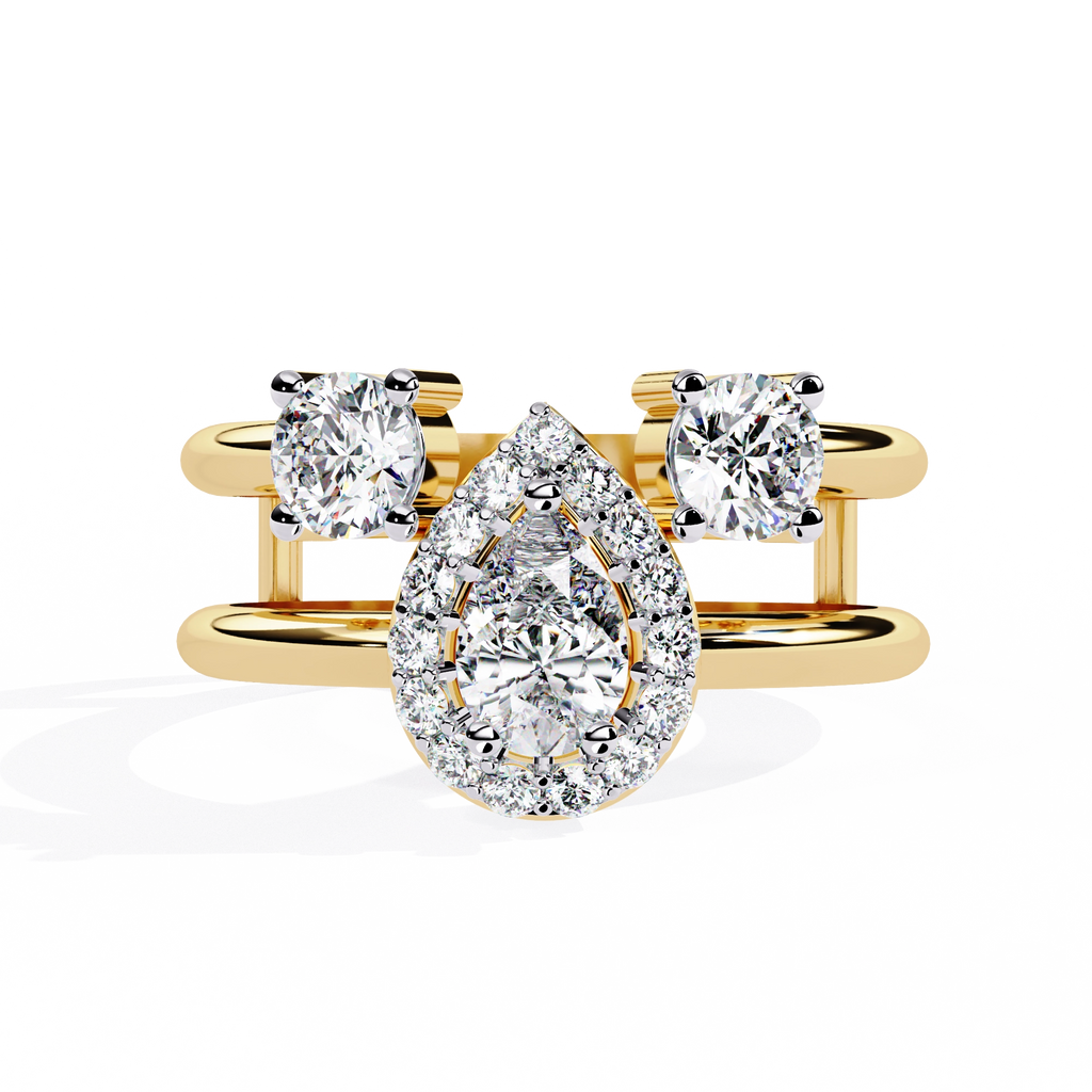 Triple Stone Halo Ring