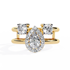 Triple Stone Halo Ring