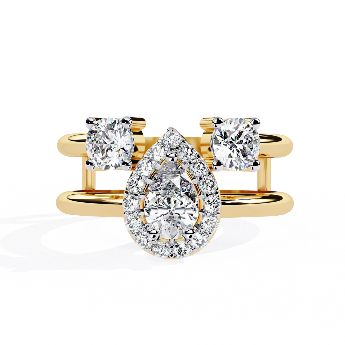 Triple Stone Halo Ring