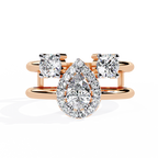 Triple Stone Halo Ring