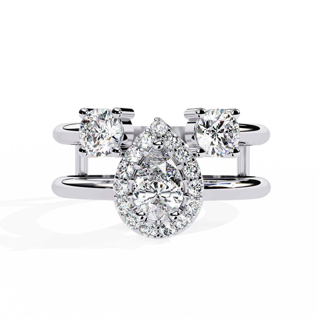 Triple Stone Halo Ring