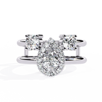 Triple Stone Halo Ring