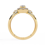 Triple Stone Halo Ring
