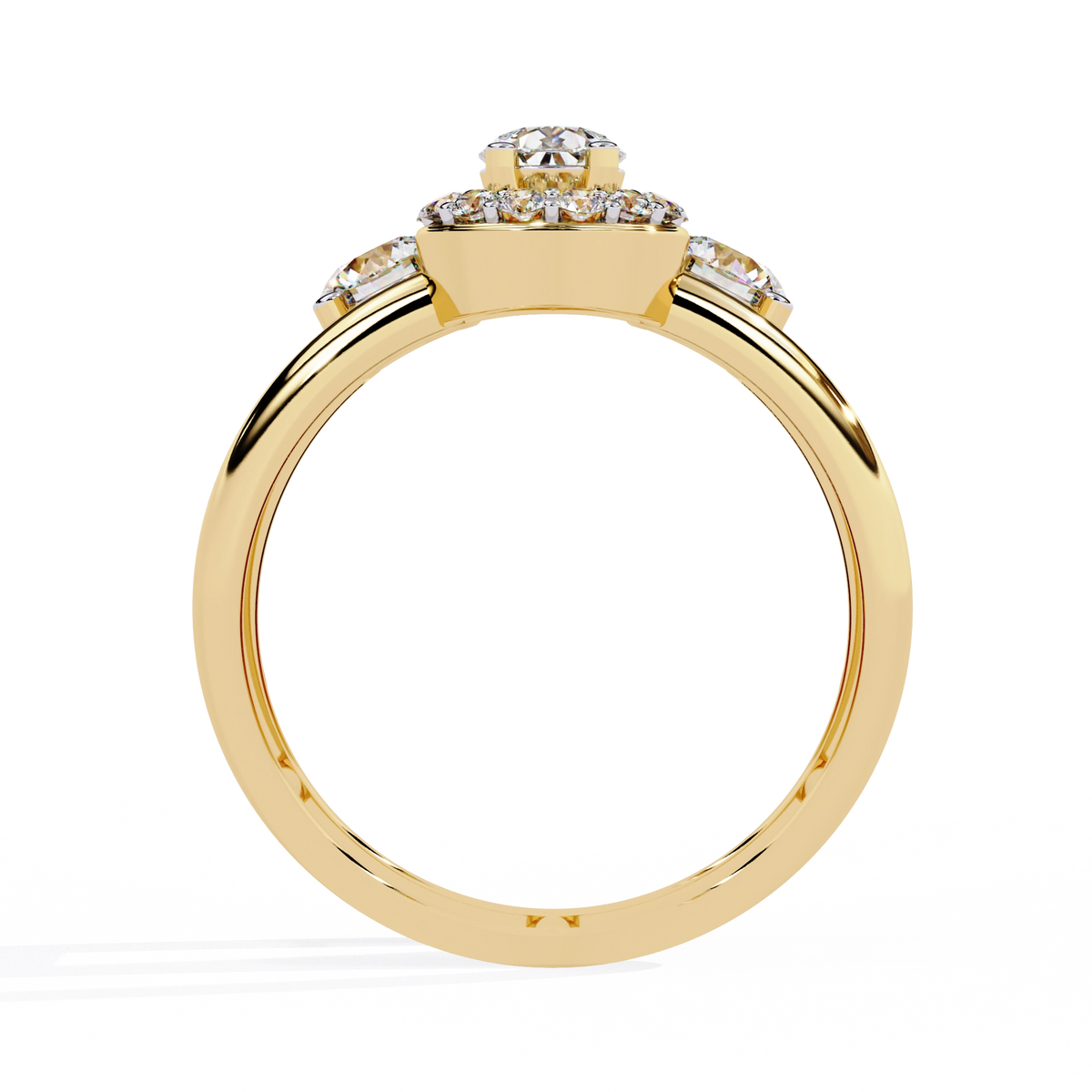 Triple Stone Halo Ring