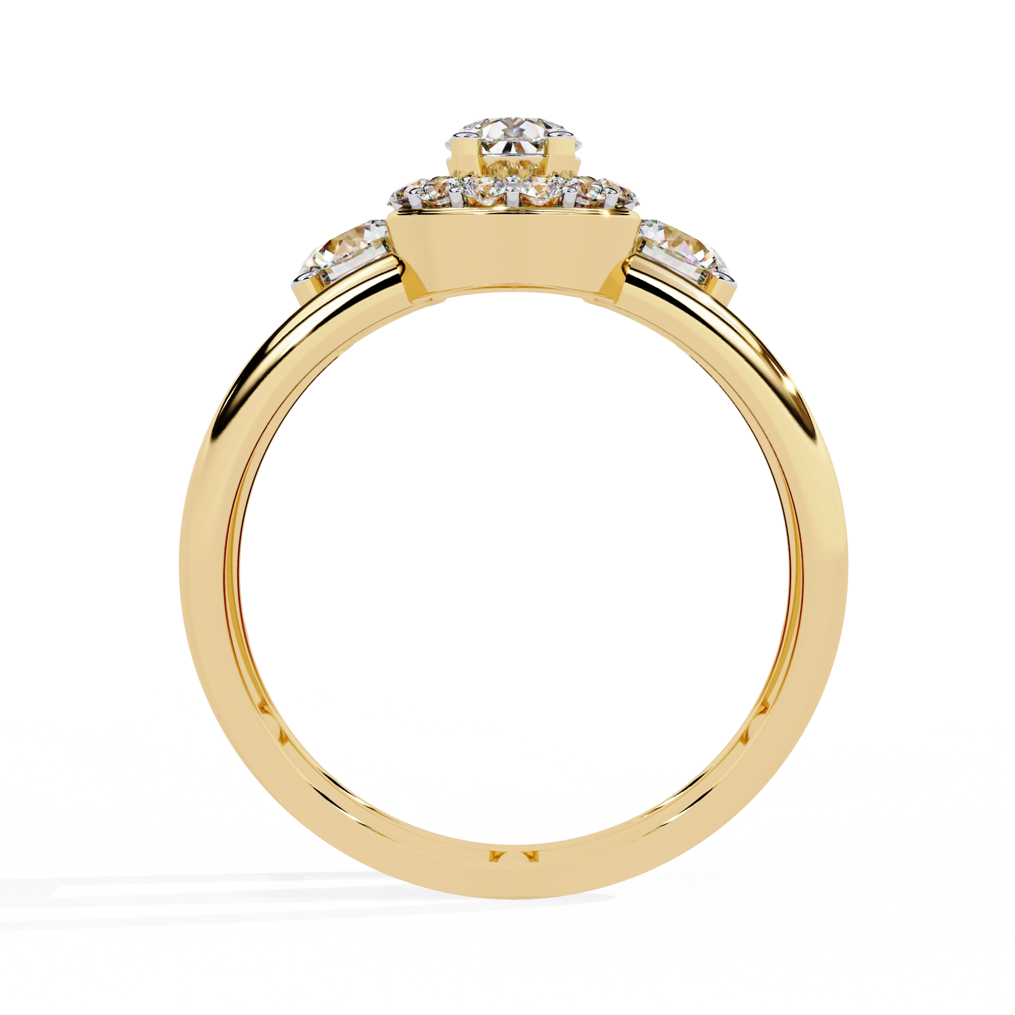 Triple Stone Halo Ring