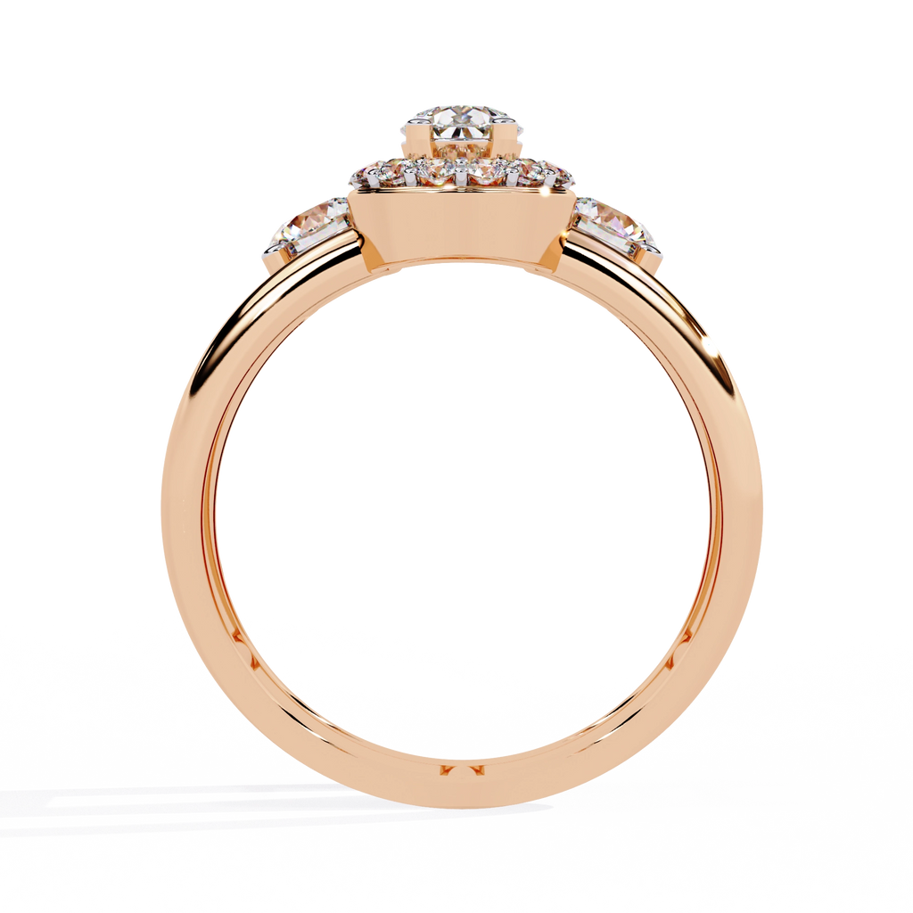 Triple Stone Halo Ring