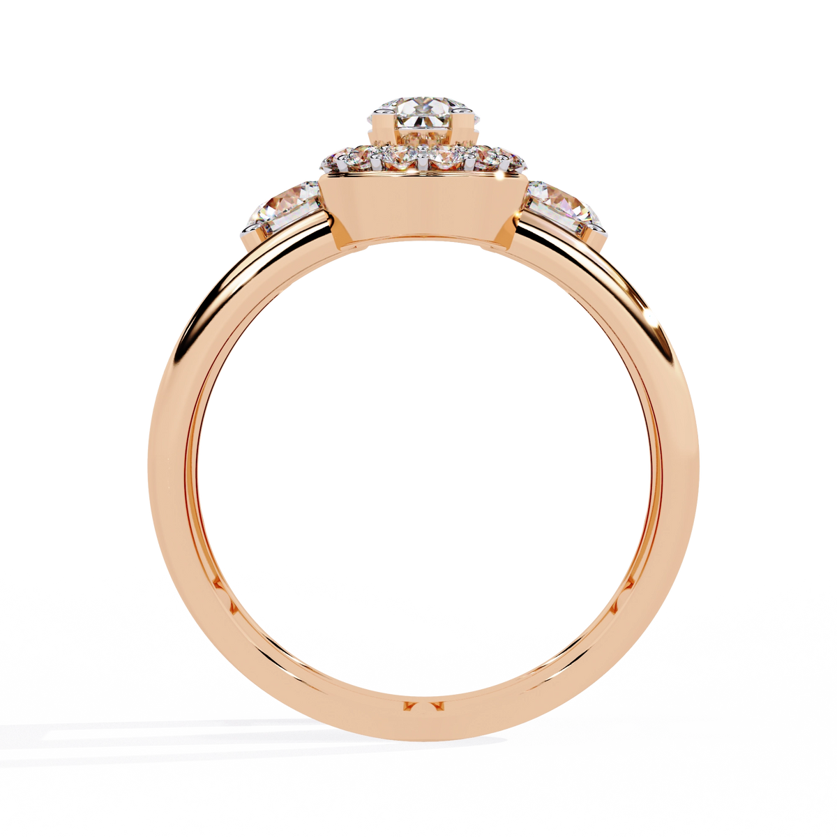 Triple Stone Halo Ring