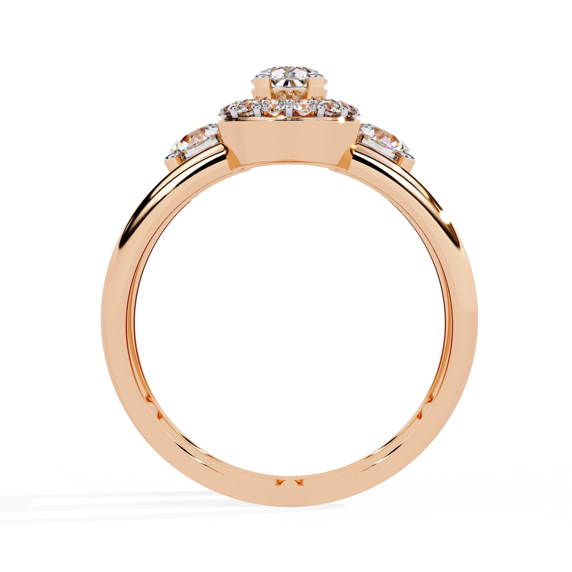Triple Stone Halo Ring