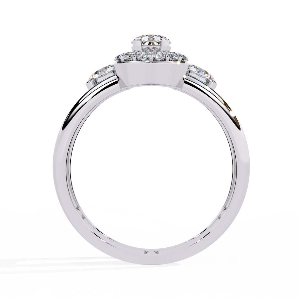 Triple Stone Halo Ring