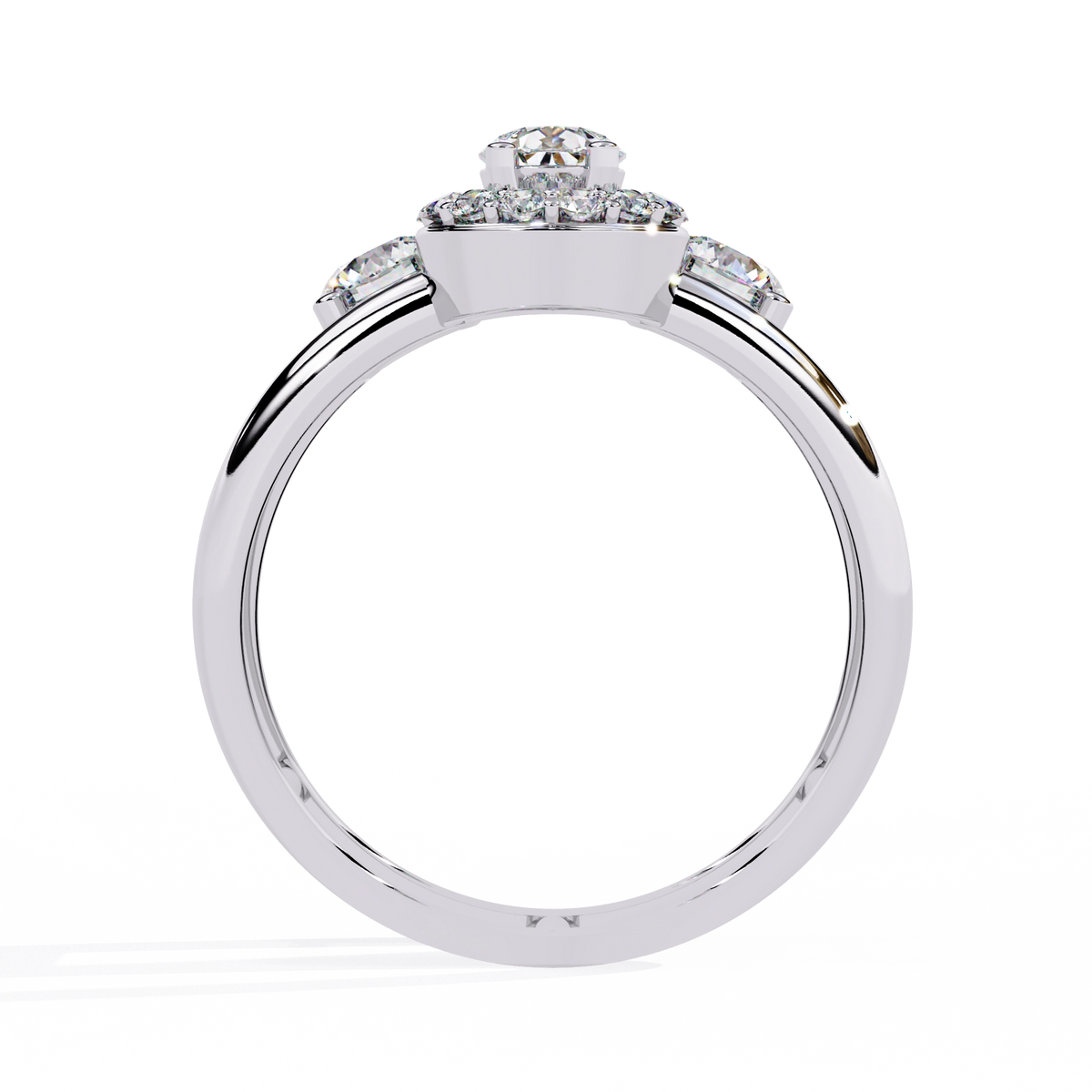 Triple Stone Halo Ring