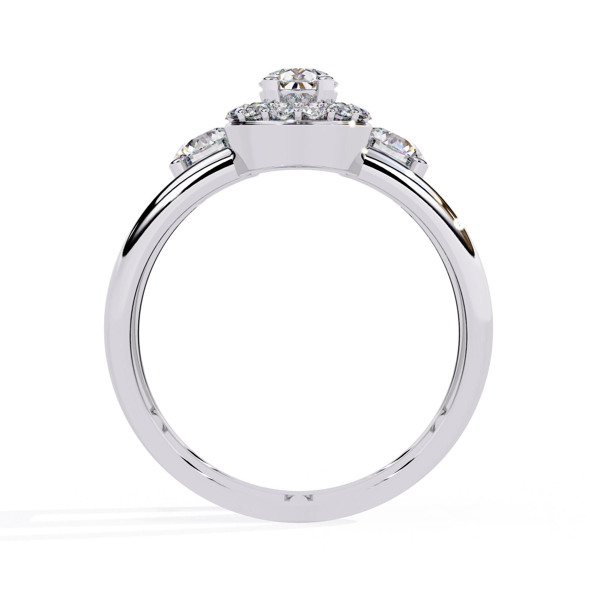 Triple Stone Halo Ring