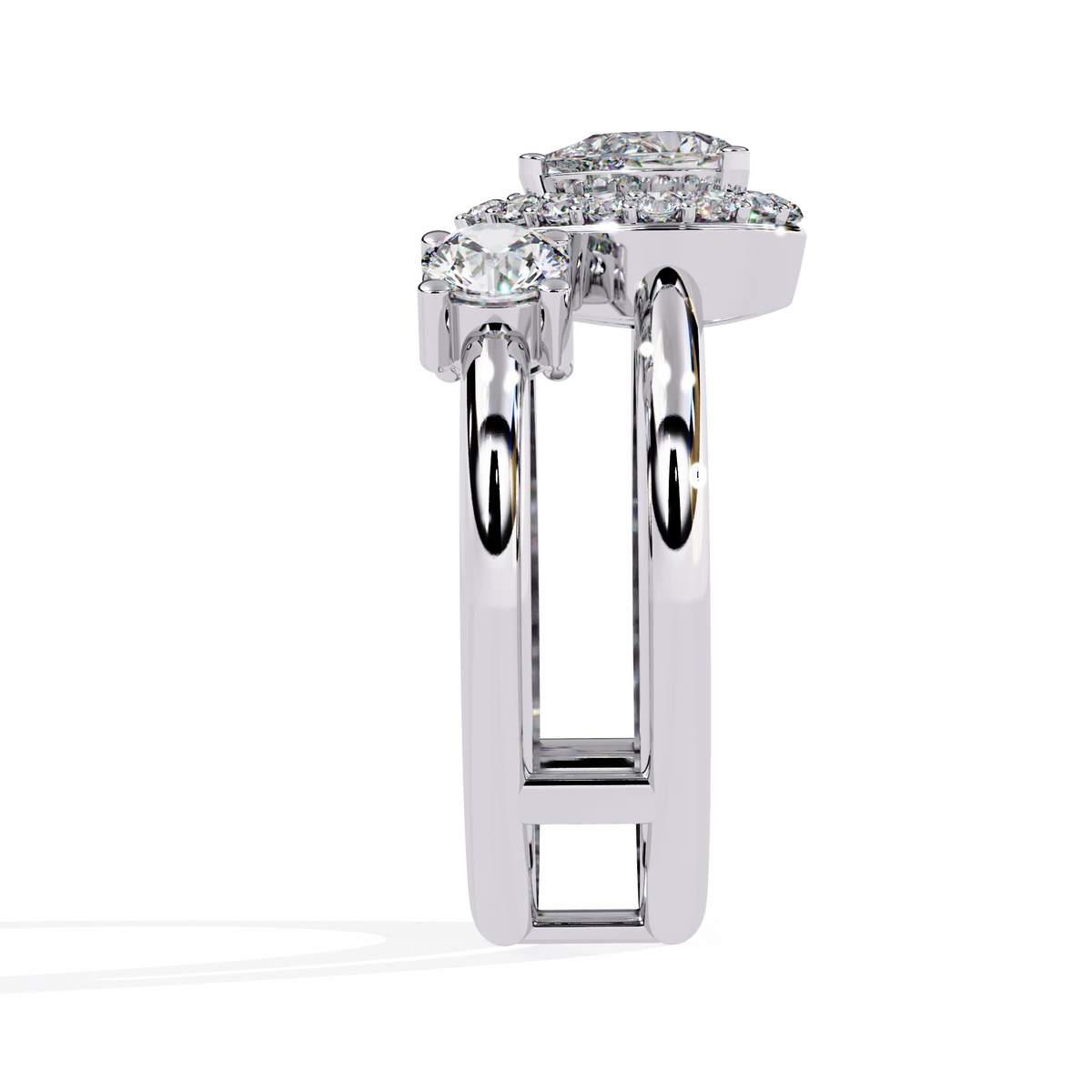 Triple Stone Halo Ring