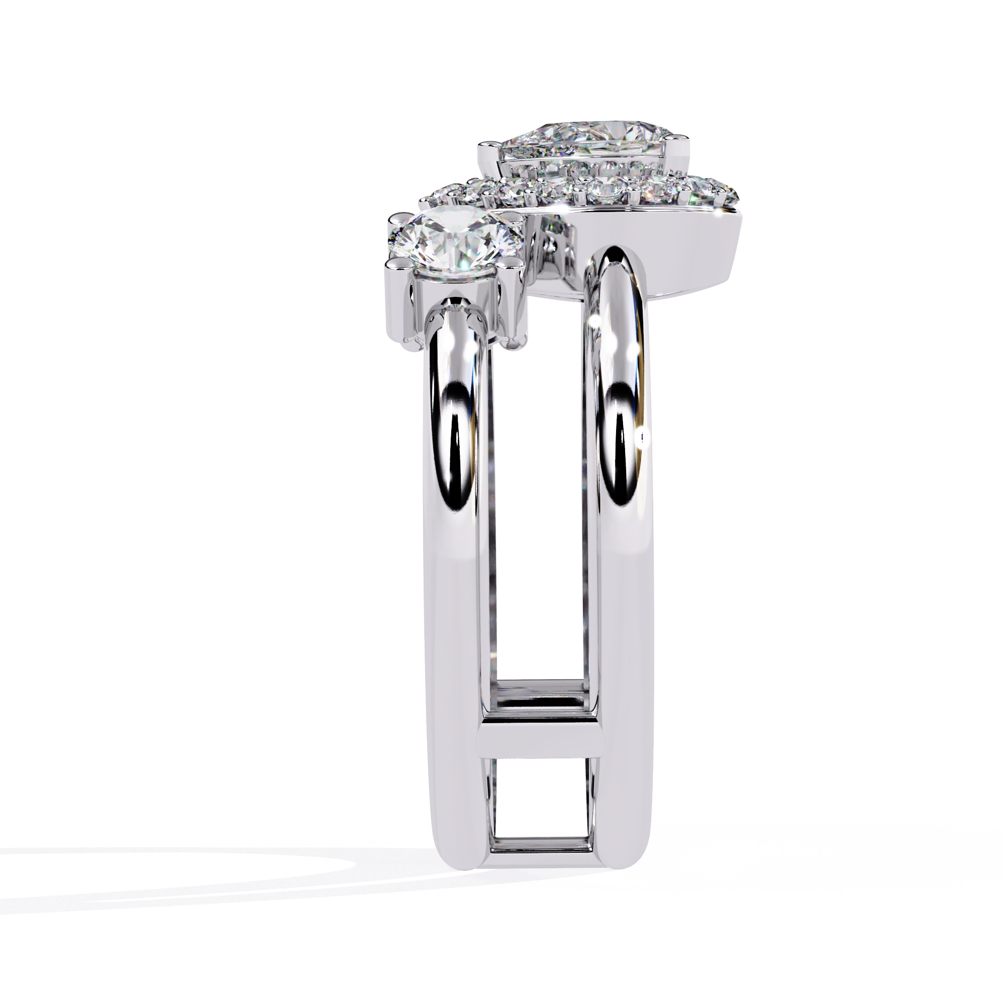 Triple Stone Halo Ring
