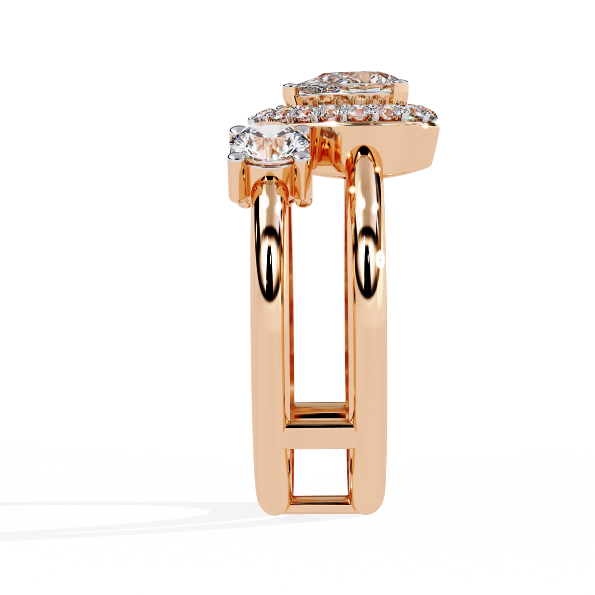 Triple Stone Halo Ring