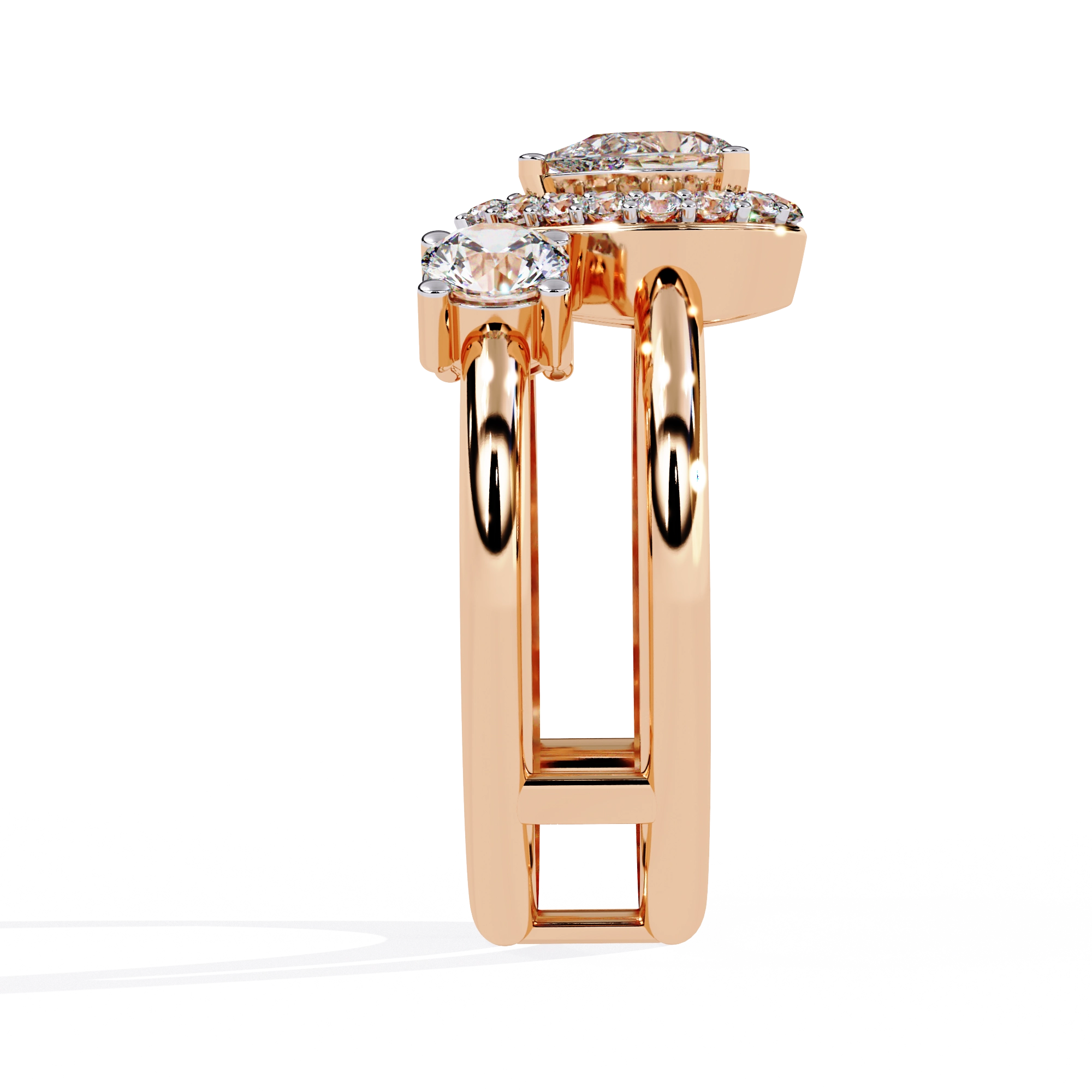 Triple Stone Halo Ring