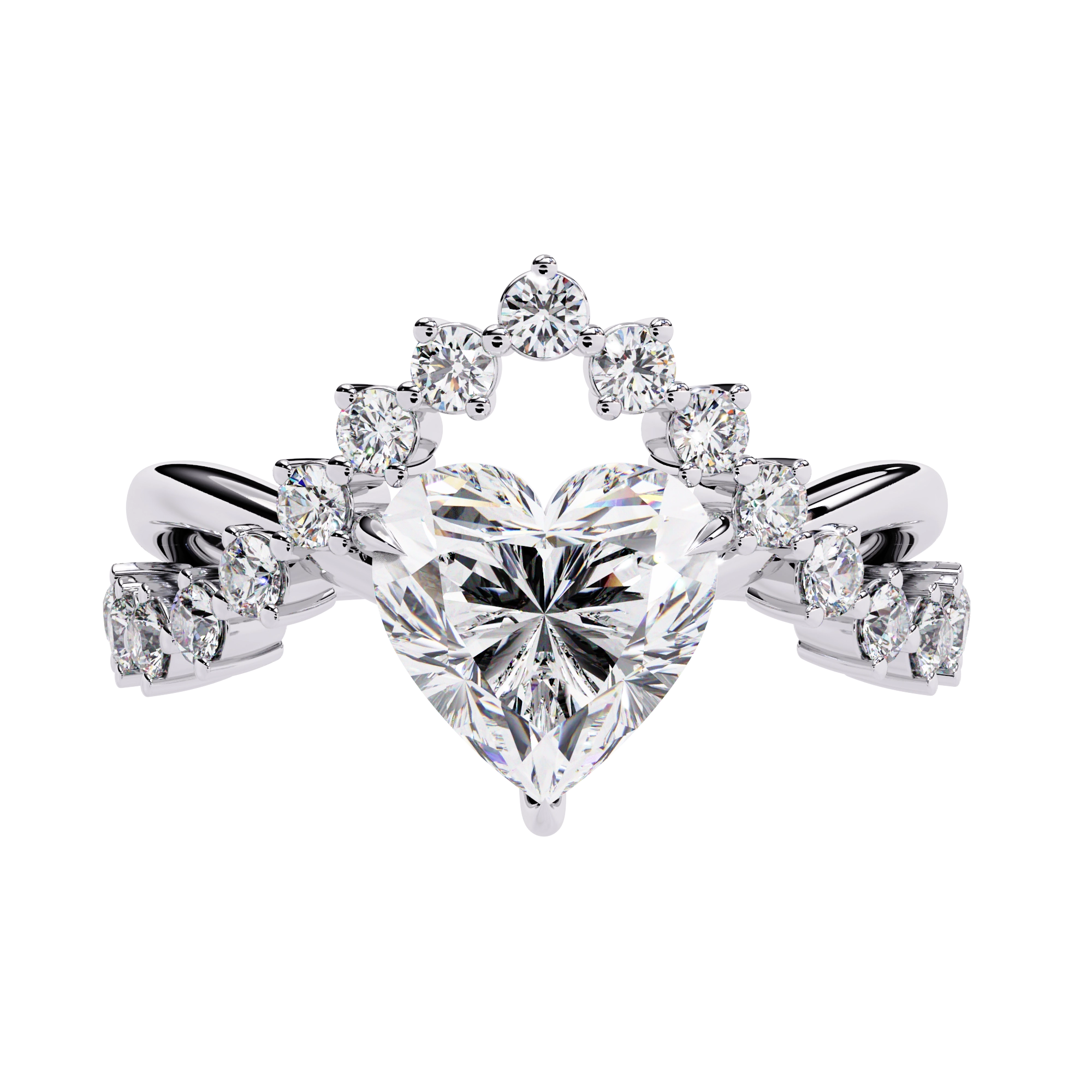 Heart Cut Crown Ring