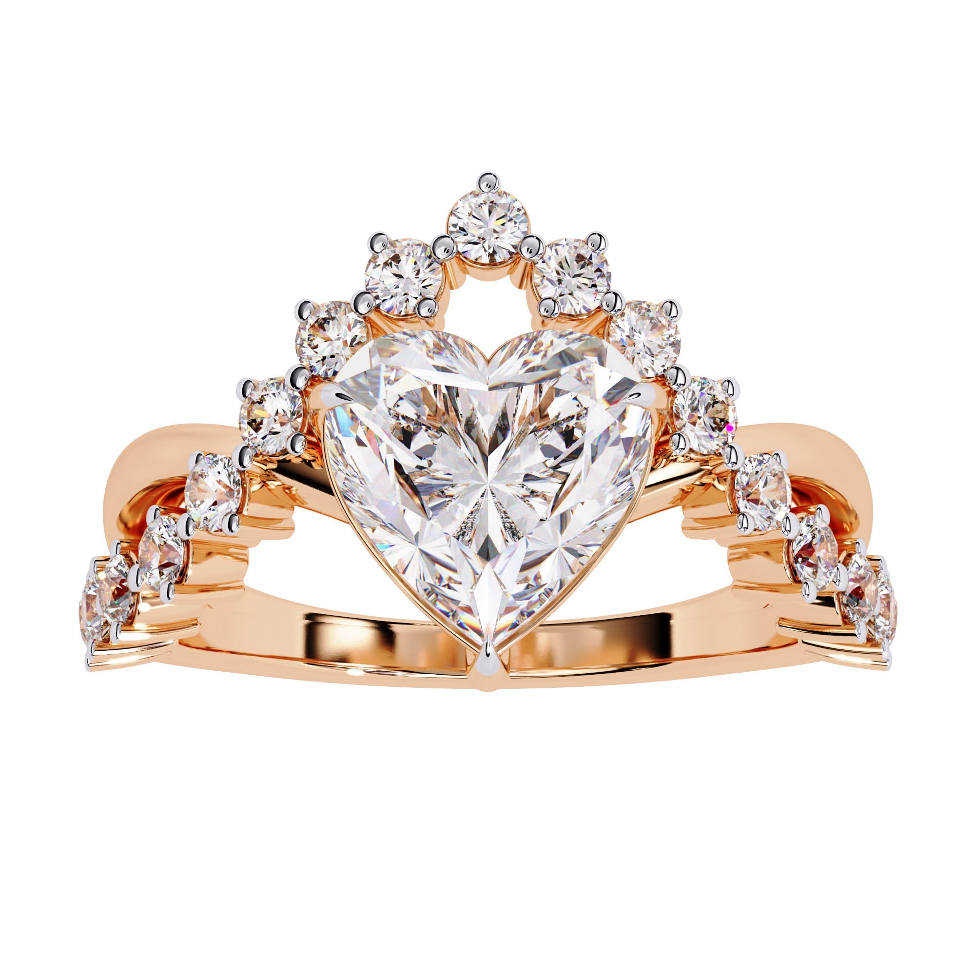 Heart Cut Crown Ring