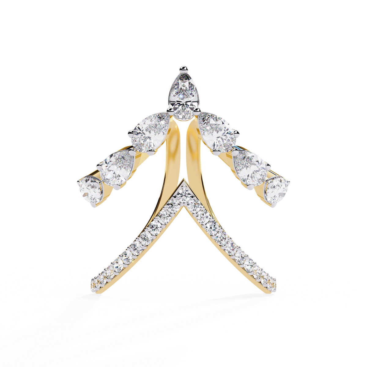 Elegant Pear-Cut Diamond Open Ring