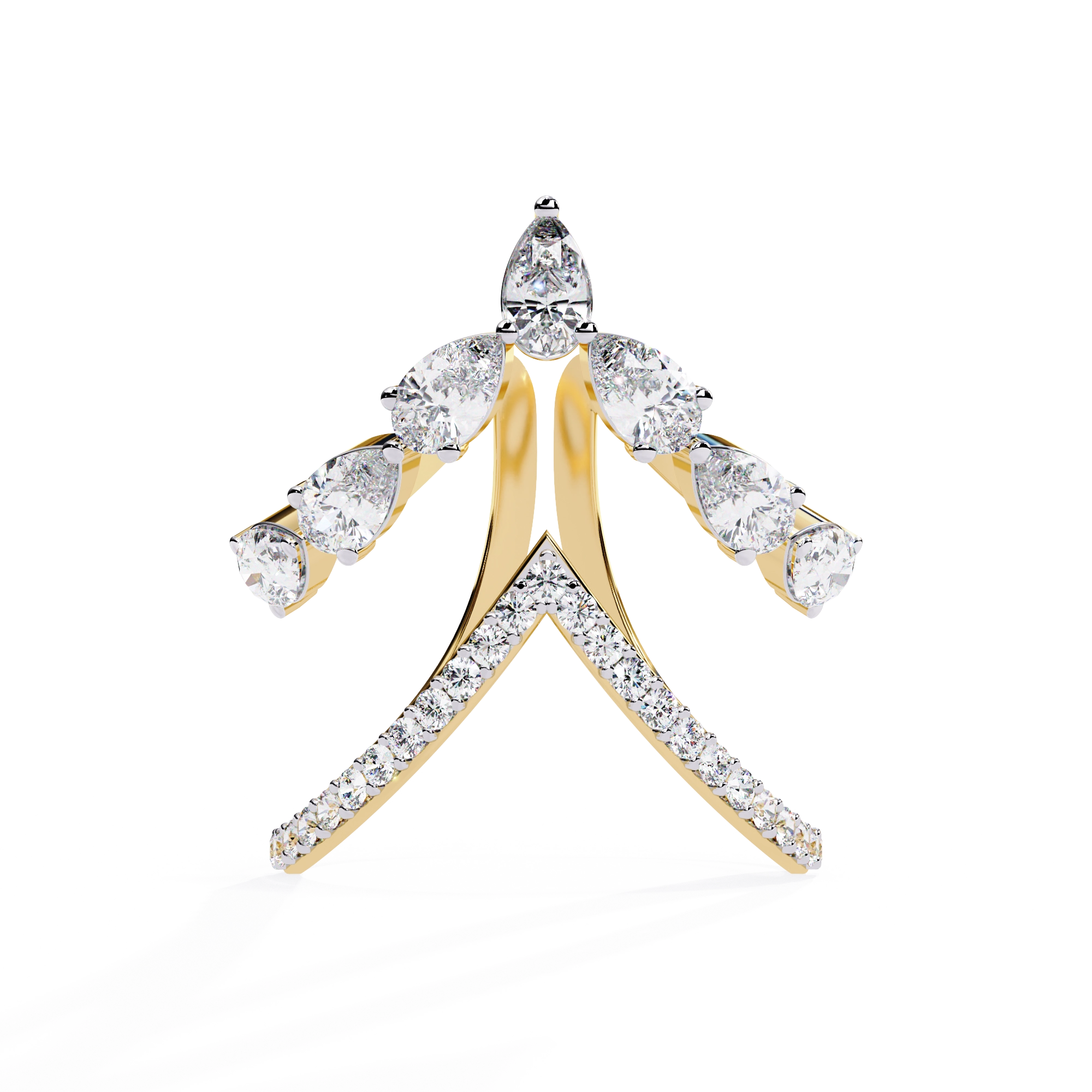 Elegant Pear-Cut Diamond Open Ring