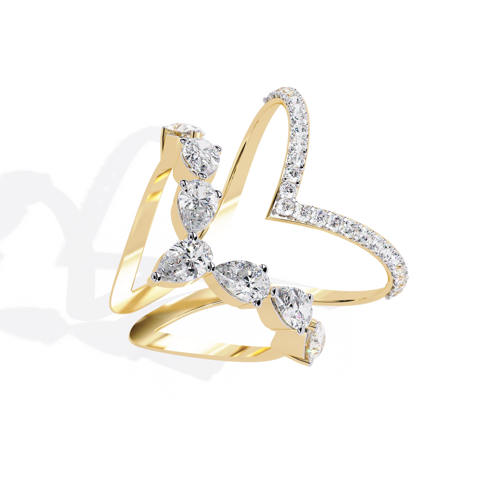 Elegant Pear-Cut Diamond Open Ring
