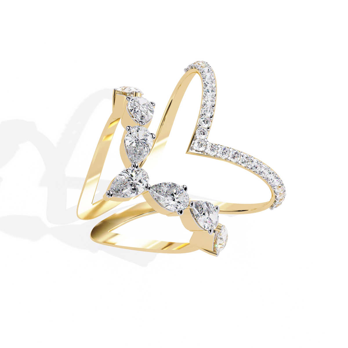 Elegant Pear-Cut Diamond Open Ring