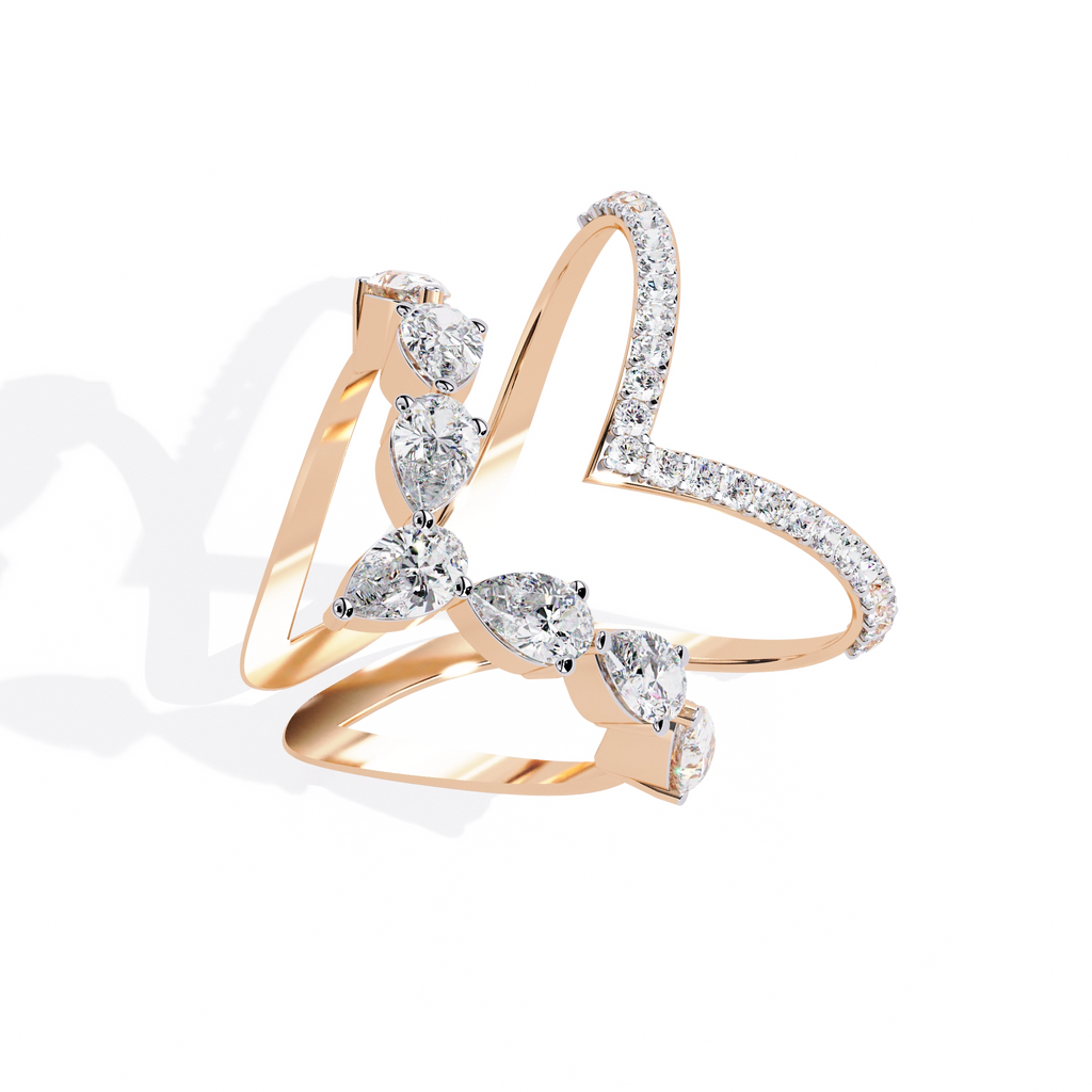 Elegant Pear-Cut Diamond Open Ring
