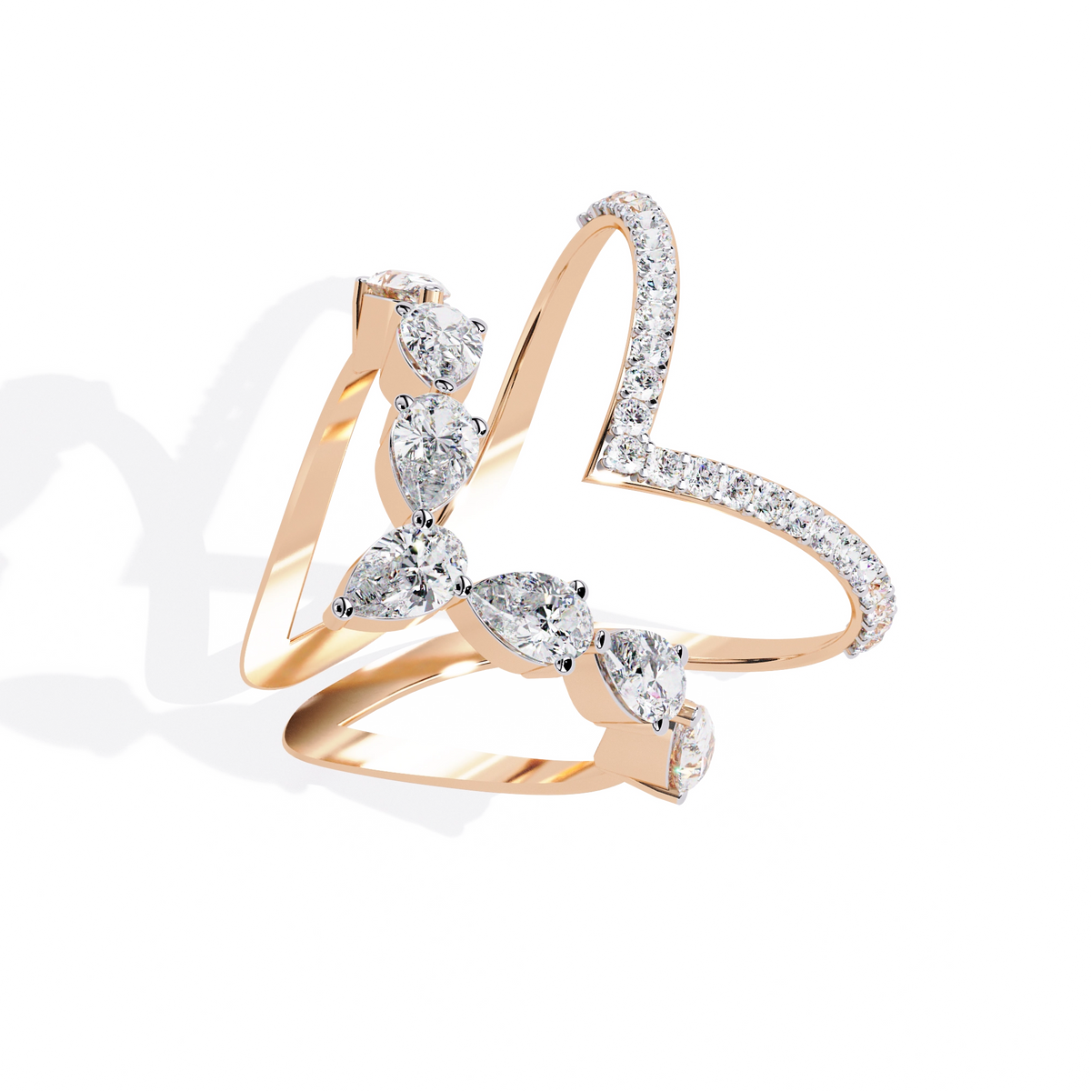 Elegant Pear-Cut Diamond Open Ring