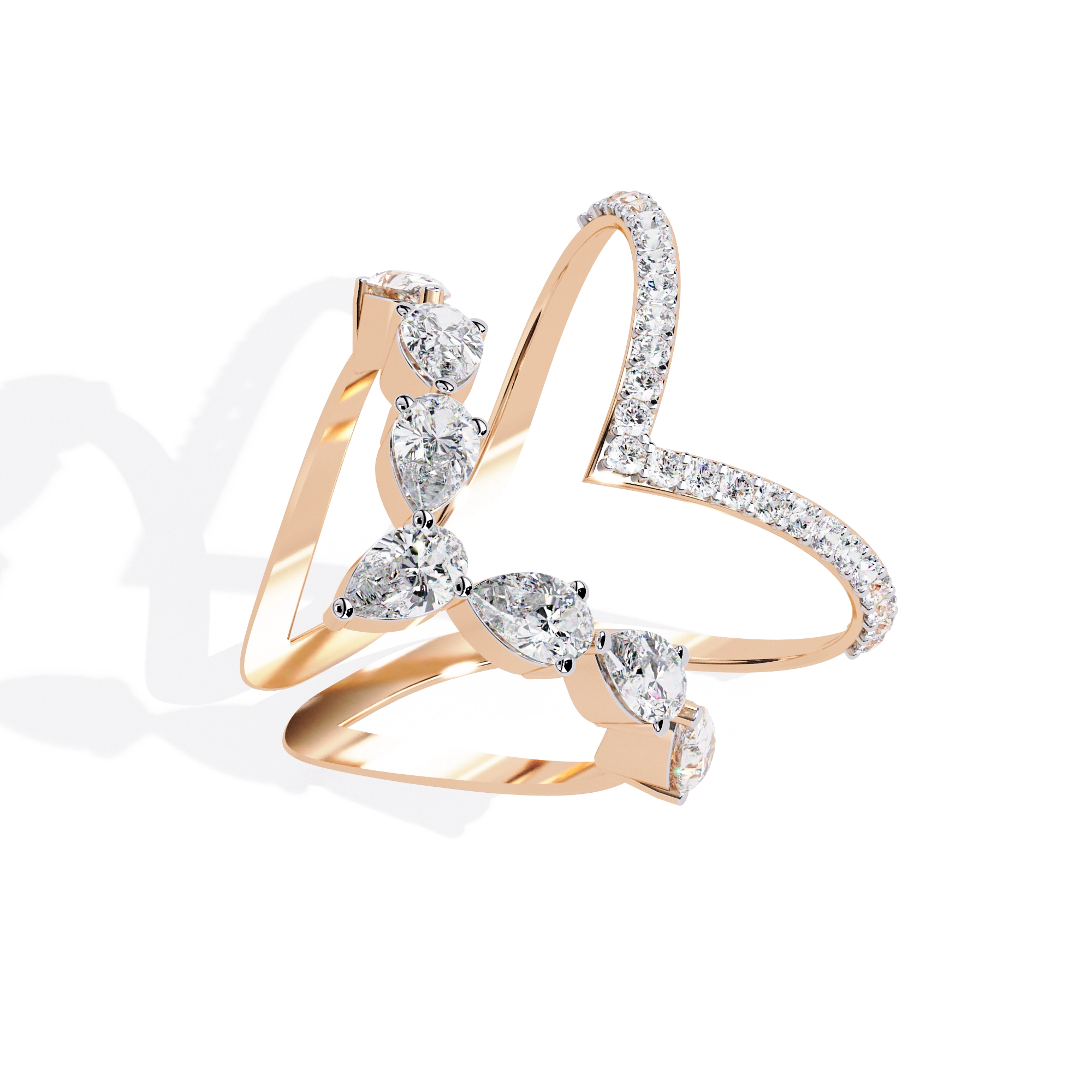Elegant Pear-Cut Diamond Open Ring