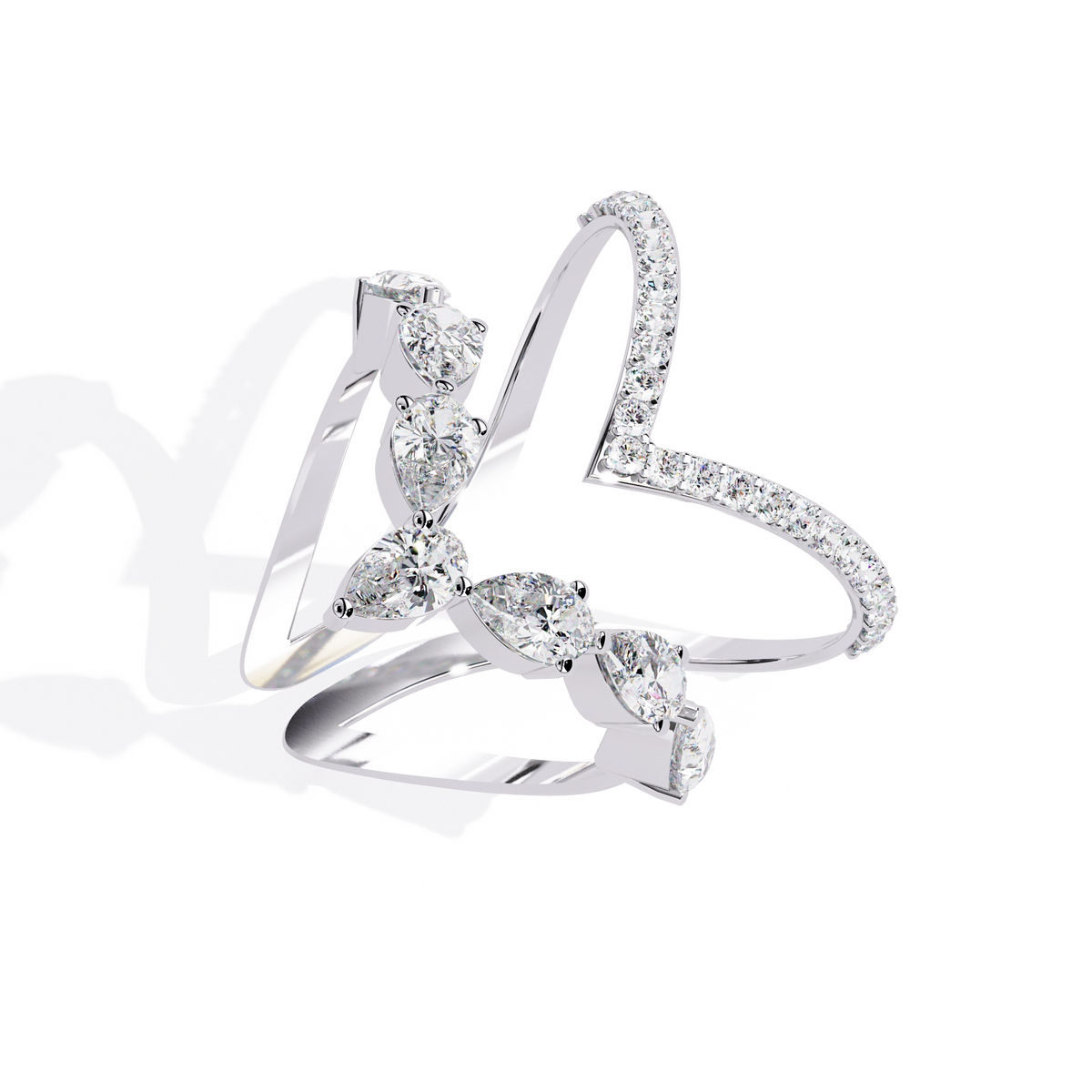Elegant Pear-Cut Diamond Open Ring