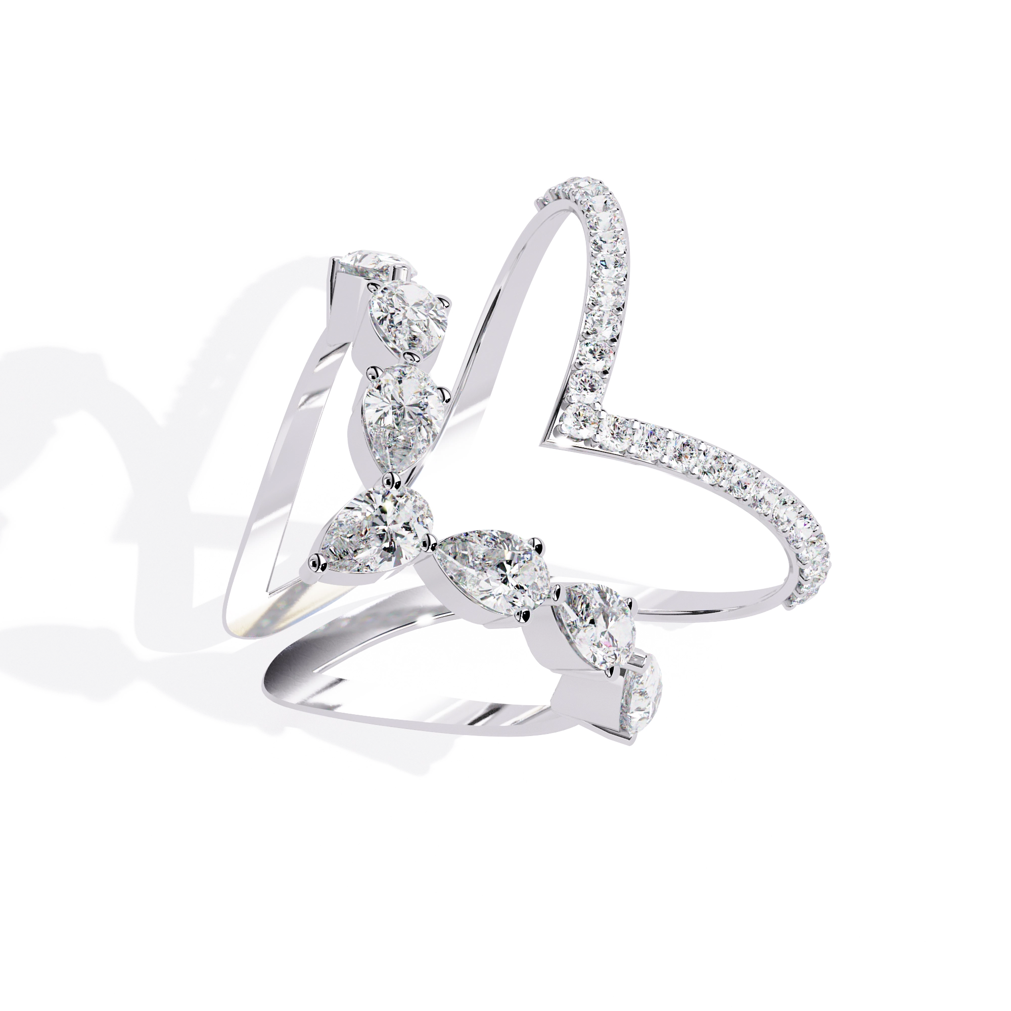 Elegant Pear-Cut Diamond Open Ring