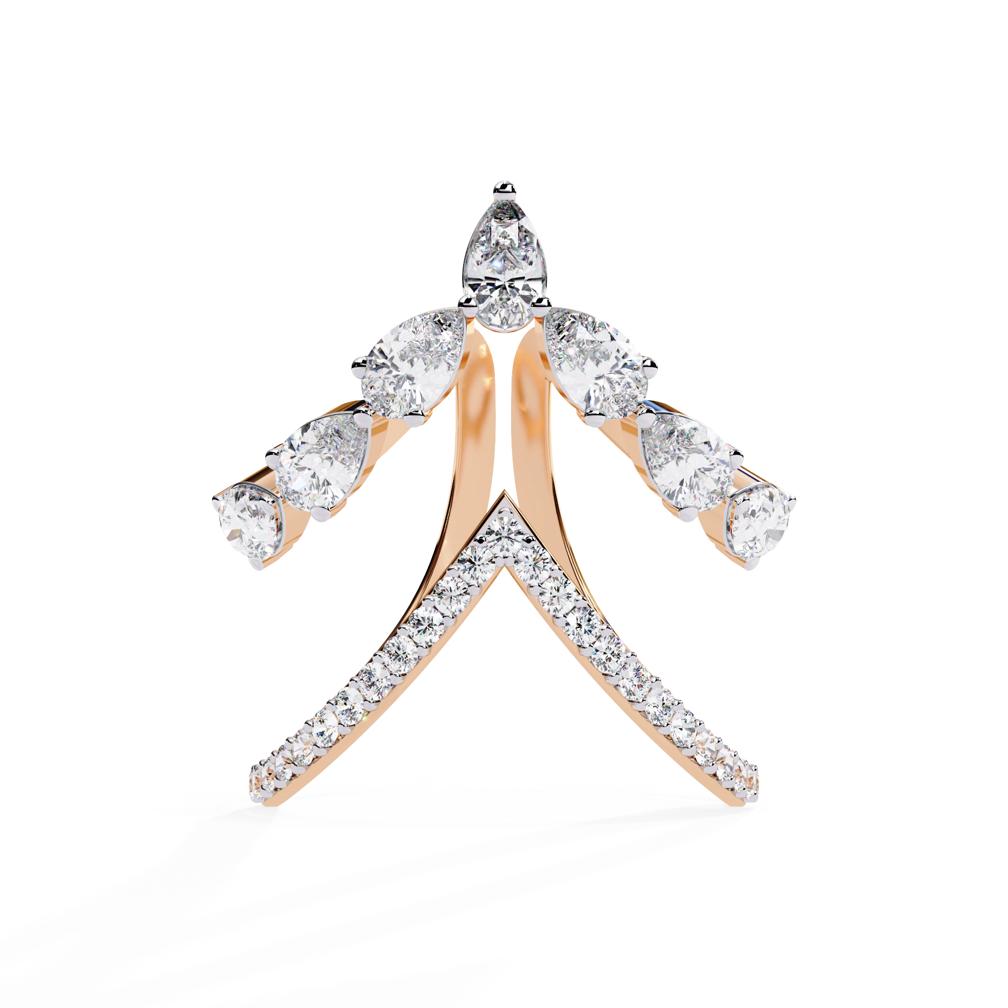 Elegant Pear-Cut Diamond Open Ring