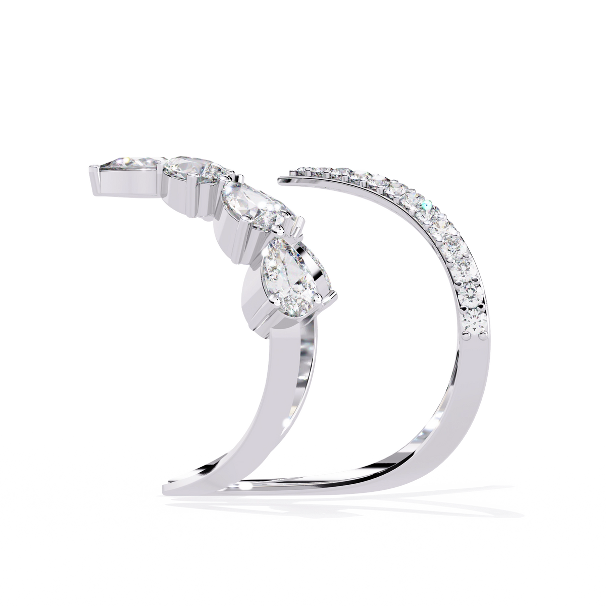 Elegant Pear-Cut Diamond Open Ring