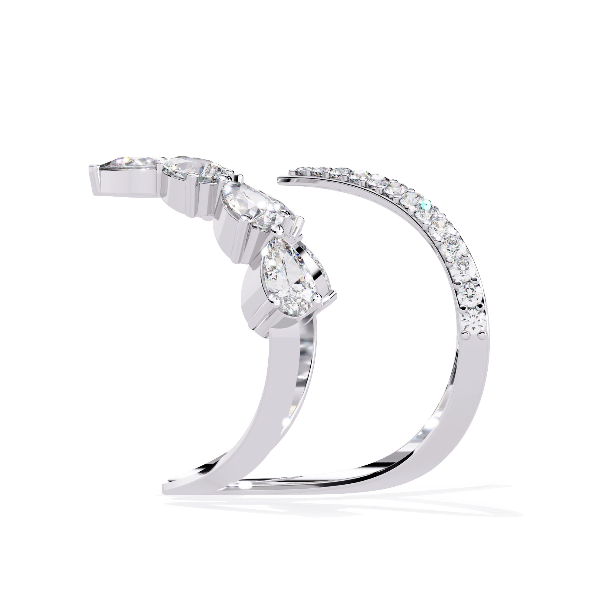 Elegant Pear-Cut Diamond Open Ring