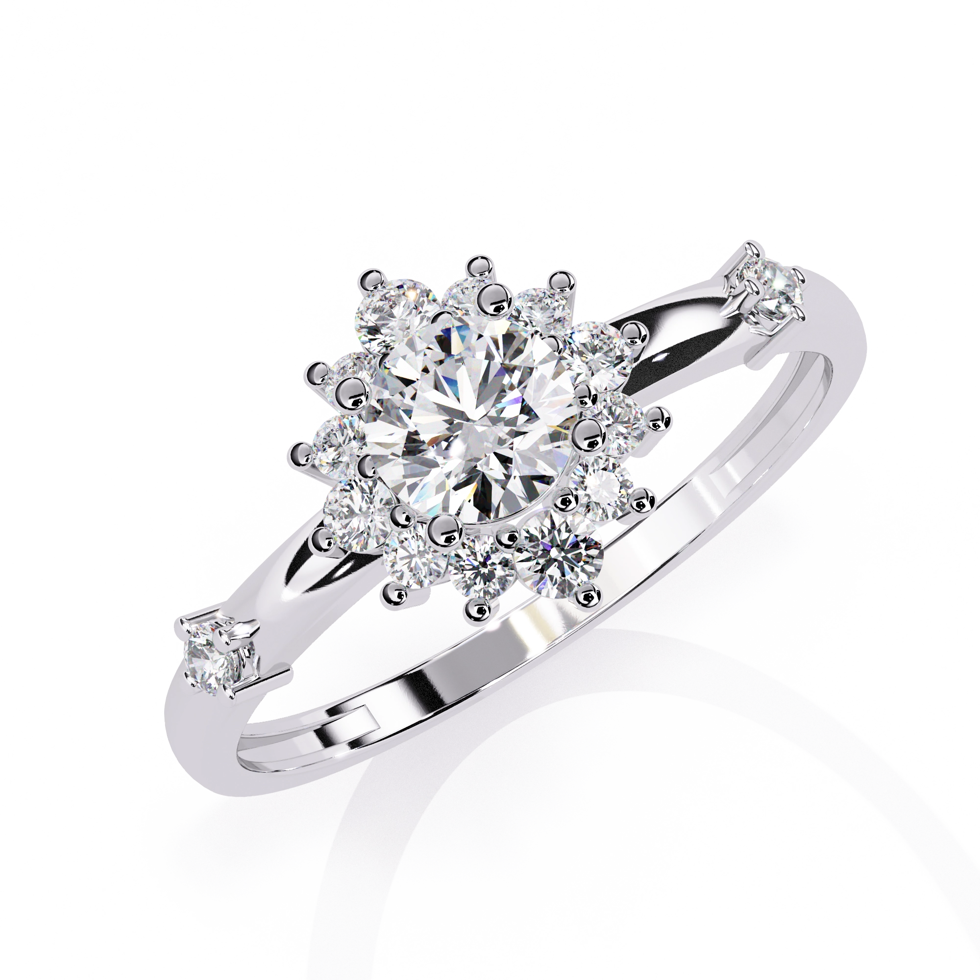 Classic Round Diamond Halo Ring