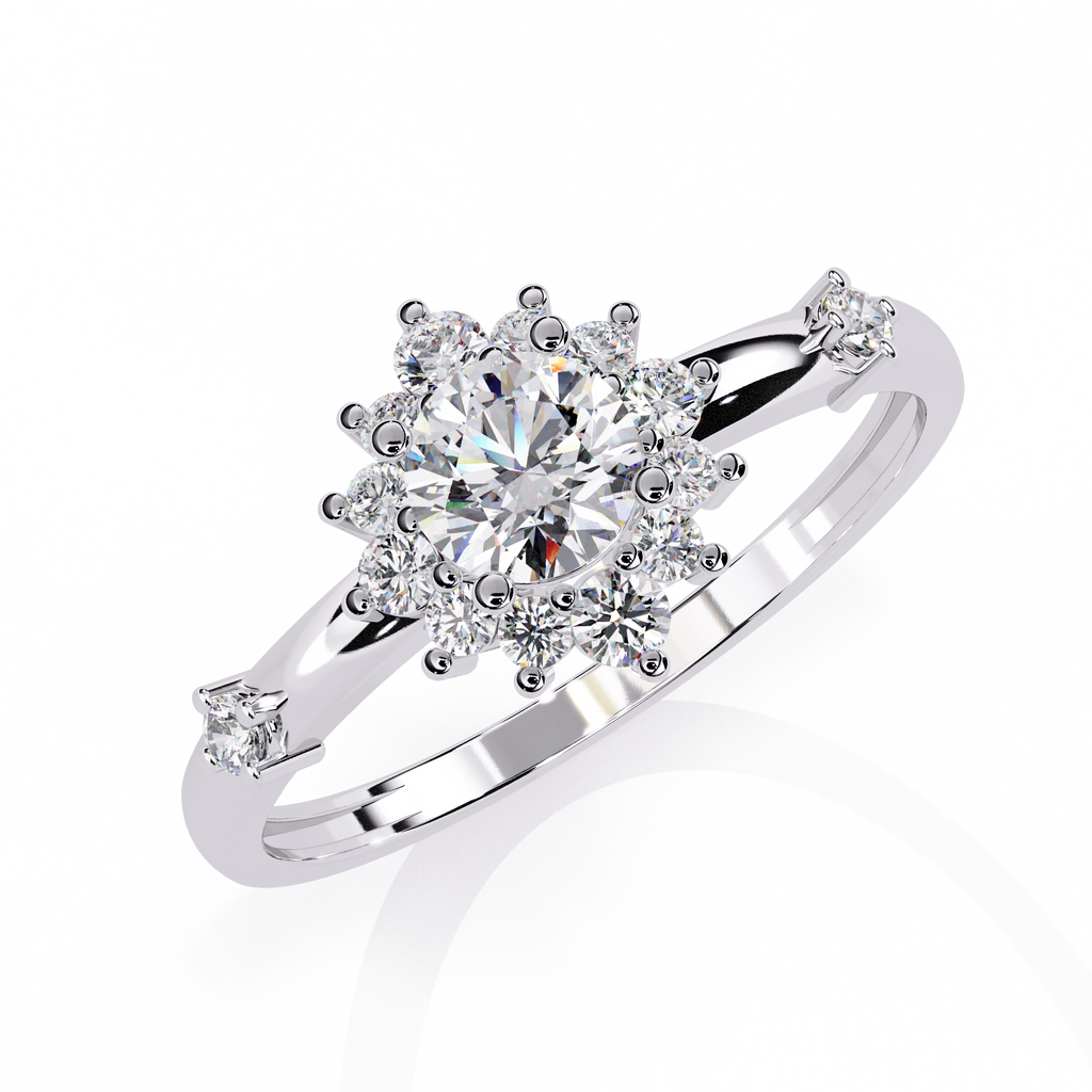 Classic Round Diamond Halo Ring