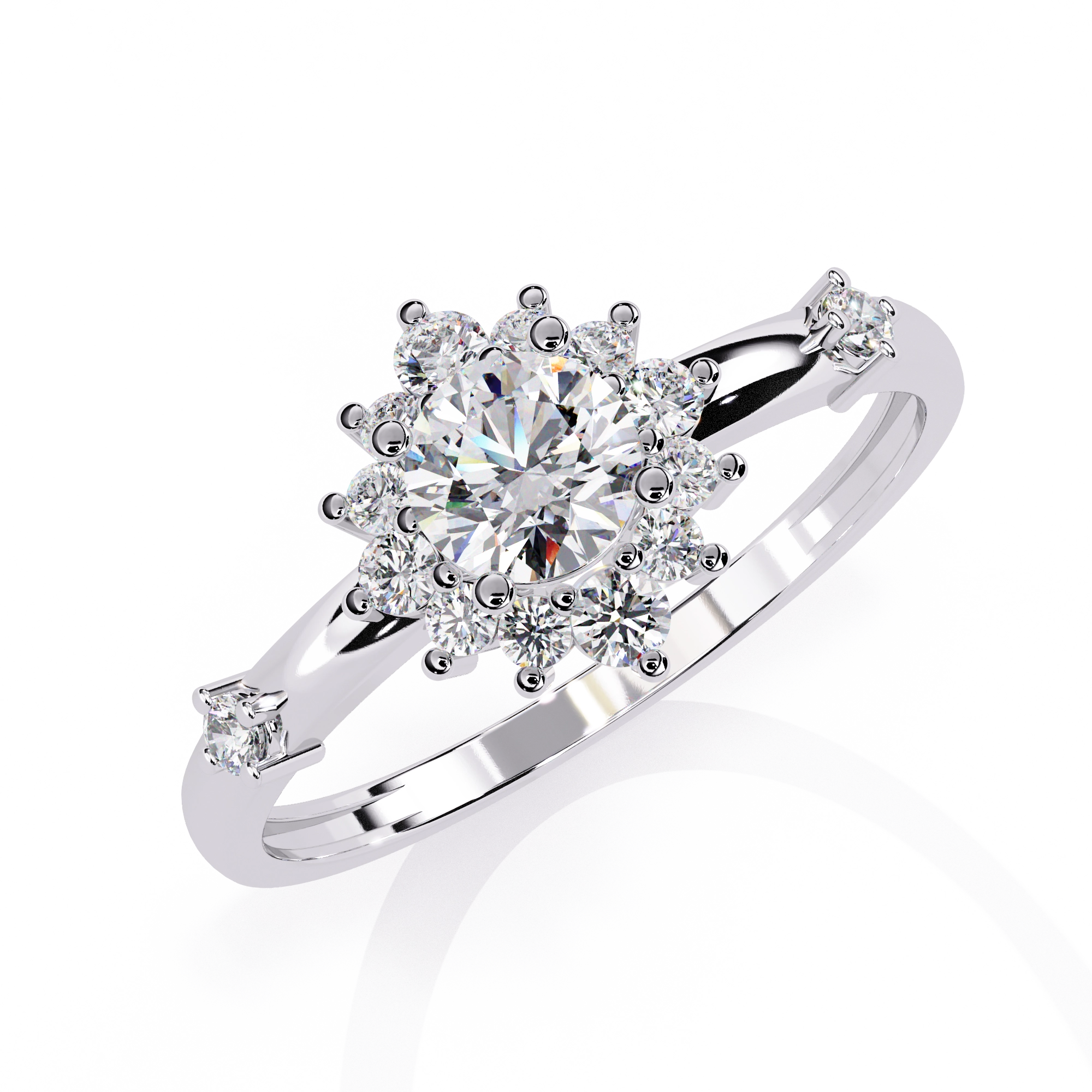 Classic Round Diamond Halo Ring