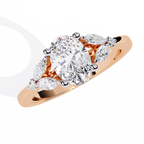 Oval Cut Diamond Three-Stone Ring