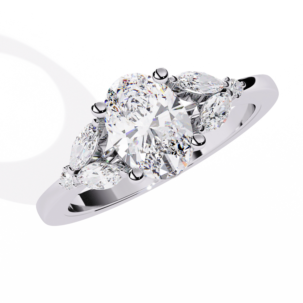 Oval Cut Diamond Three-Stone Ring