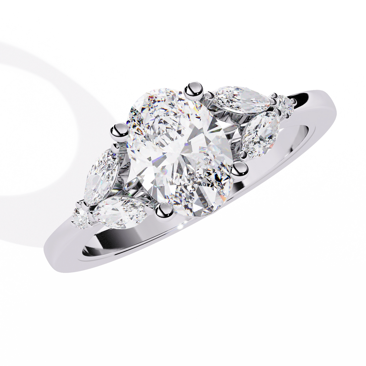 Oval Cut Diamond Three-Stone Ring