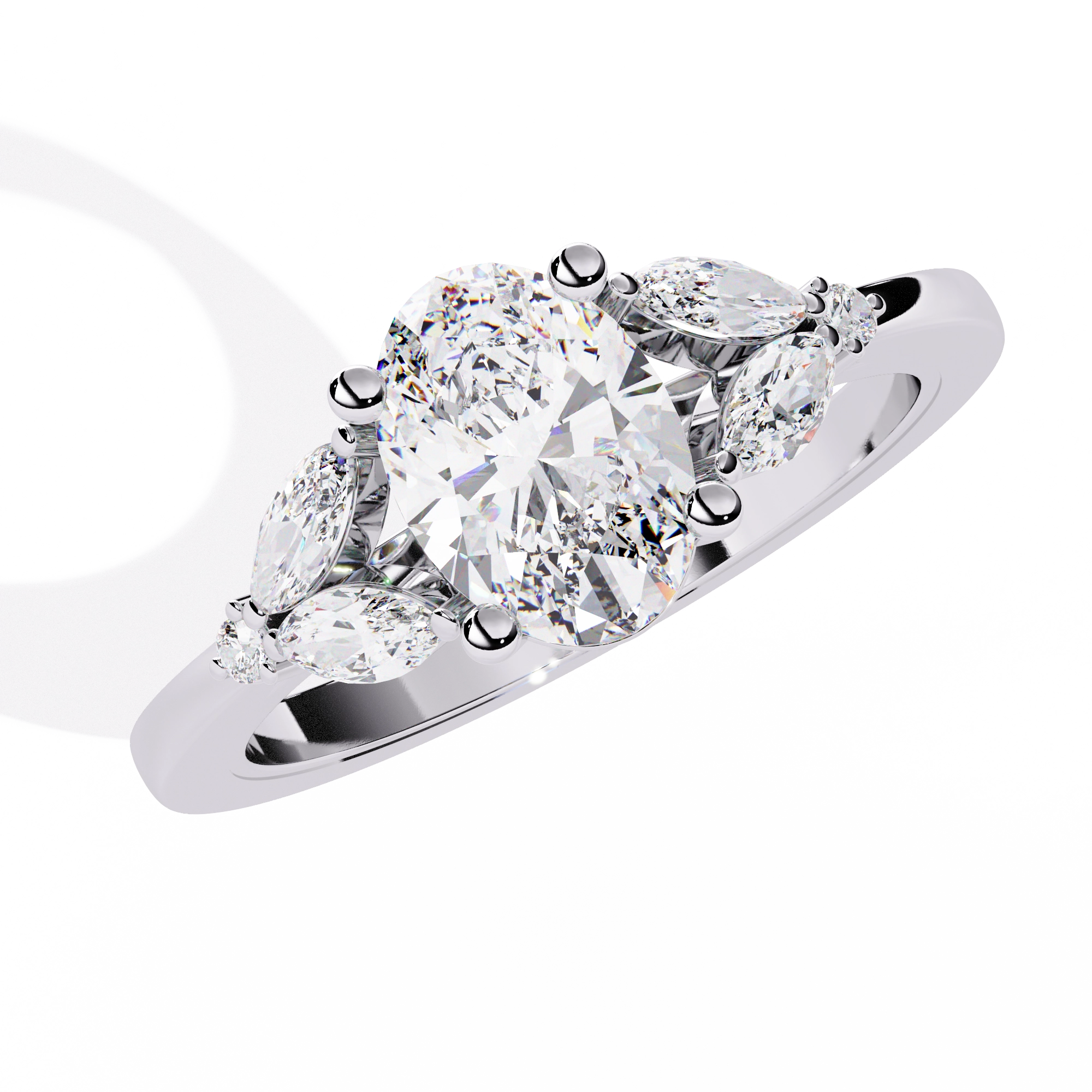 Oval Cut Diamond Three-Stone Ring