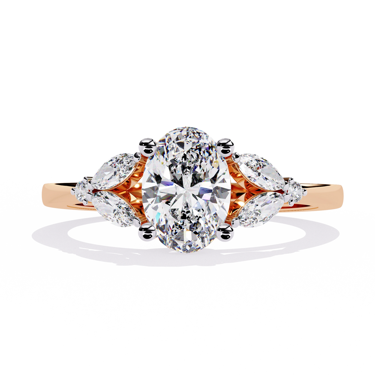 Oval Cut Diamond Three-Stone Ring