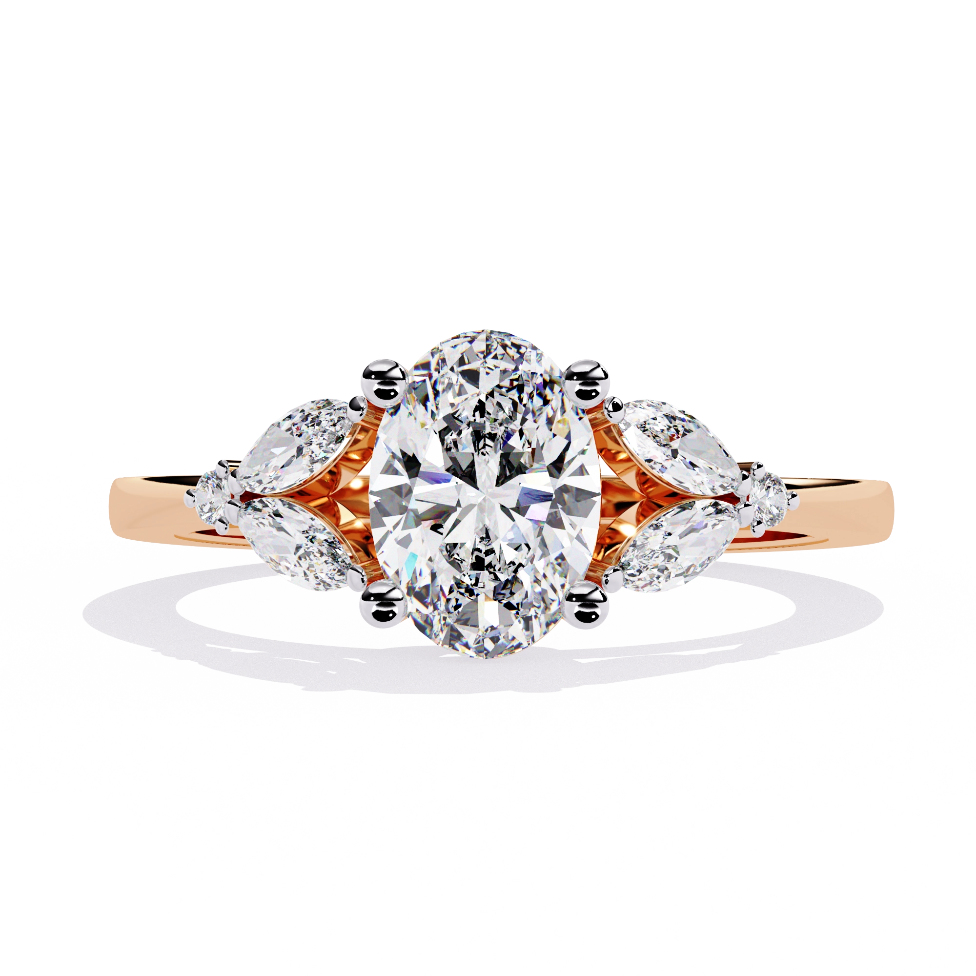Oval Cut Diamond Three-Stone Ring