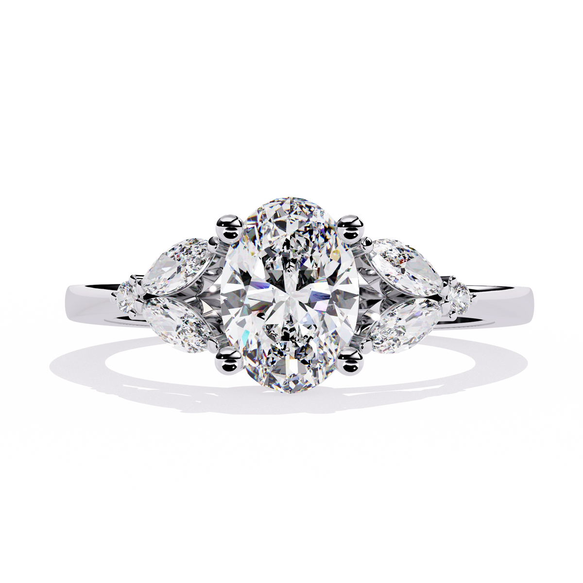 Oval Cut Diamond Three-Stone Ring