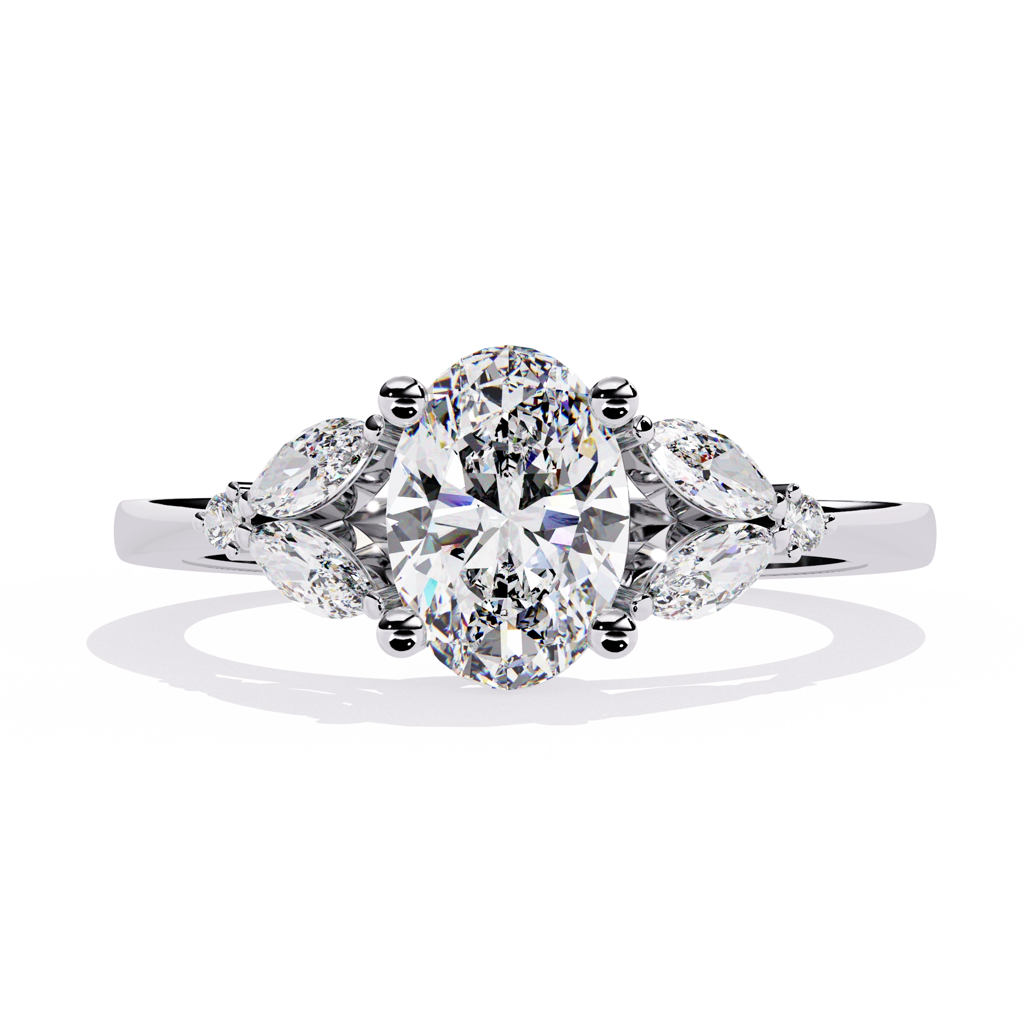 Oval Cut Diamond Three-Stone Ring
