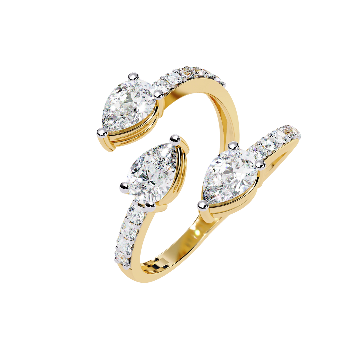 Dual Pear Diamond Open Ring