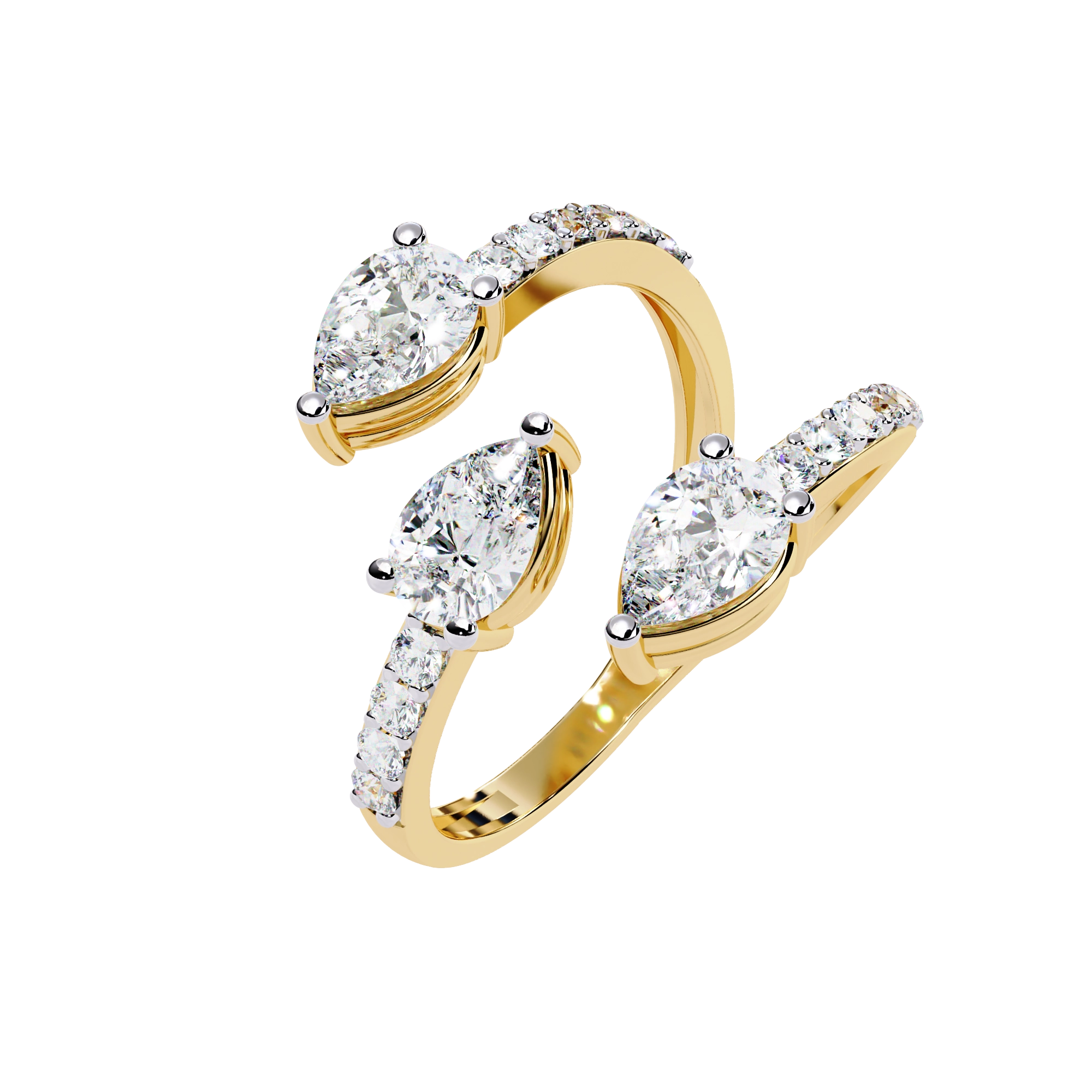 Dual Pear Diamond Open Ring