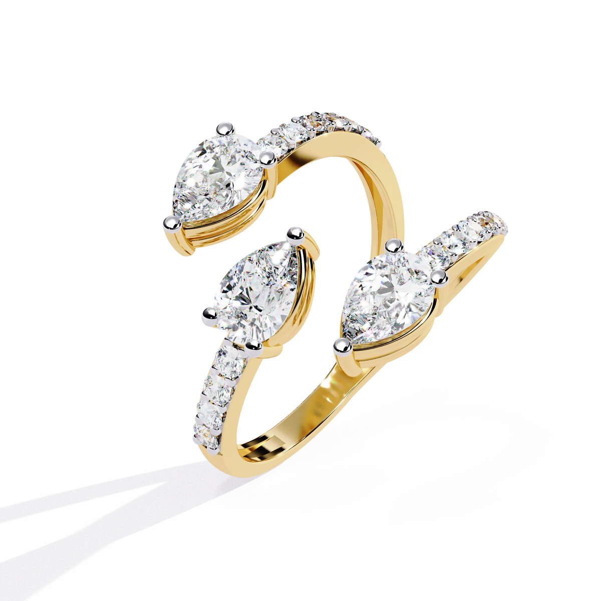 Dual Pear Diamond Open Ring